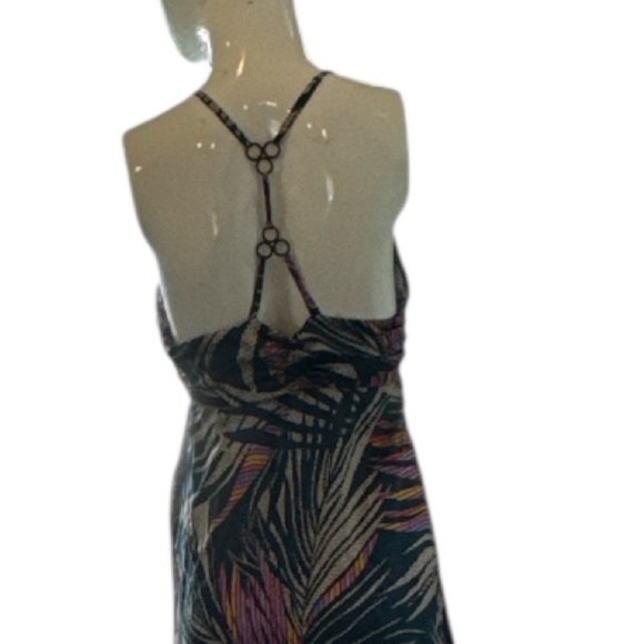 Lorie Lester Miami Blue Multi Palm Print Halter Maxi Dress Size XS - Picture 9 of 15